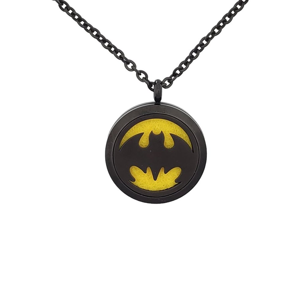 Black Batman Essential Oil Pendant Necklace Hypoallergenic Aromatherapy NEW